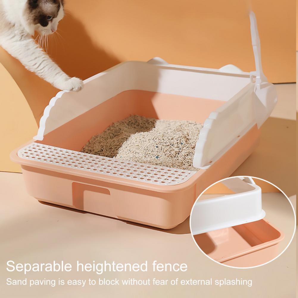 Cat Litter Box Anti-splashing Semi-closed Heightened Fence Semi-closed Cat Toilet Potty Training Pet Supplies