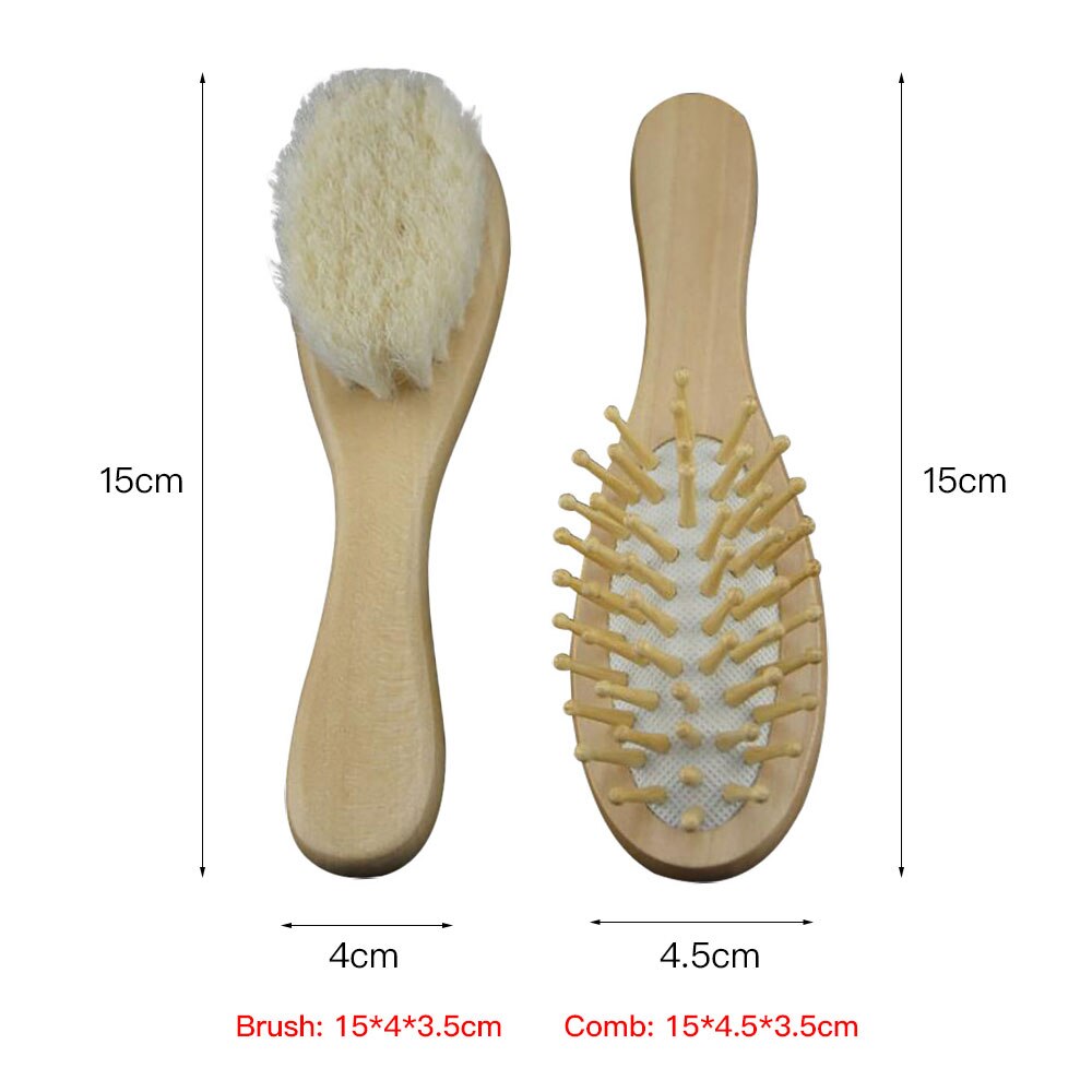 2 pièces en bois bébé brosse à cheveux peigne Kit tête masseur brosses bébé douche pour les -nés en bas âge