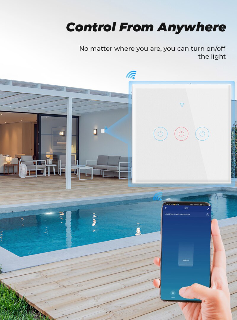 TUYA WiFi Smart Touch Switch EU 1/2/3 Gang Wireless Wall Glass Screen Touch Panel Switch Timer Work With Alexa Google Home
