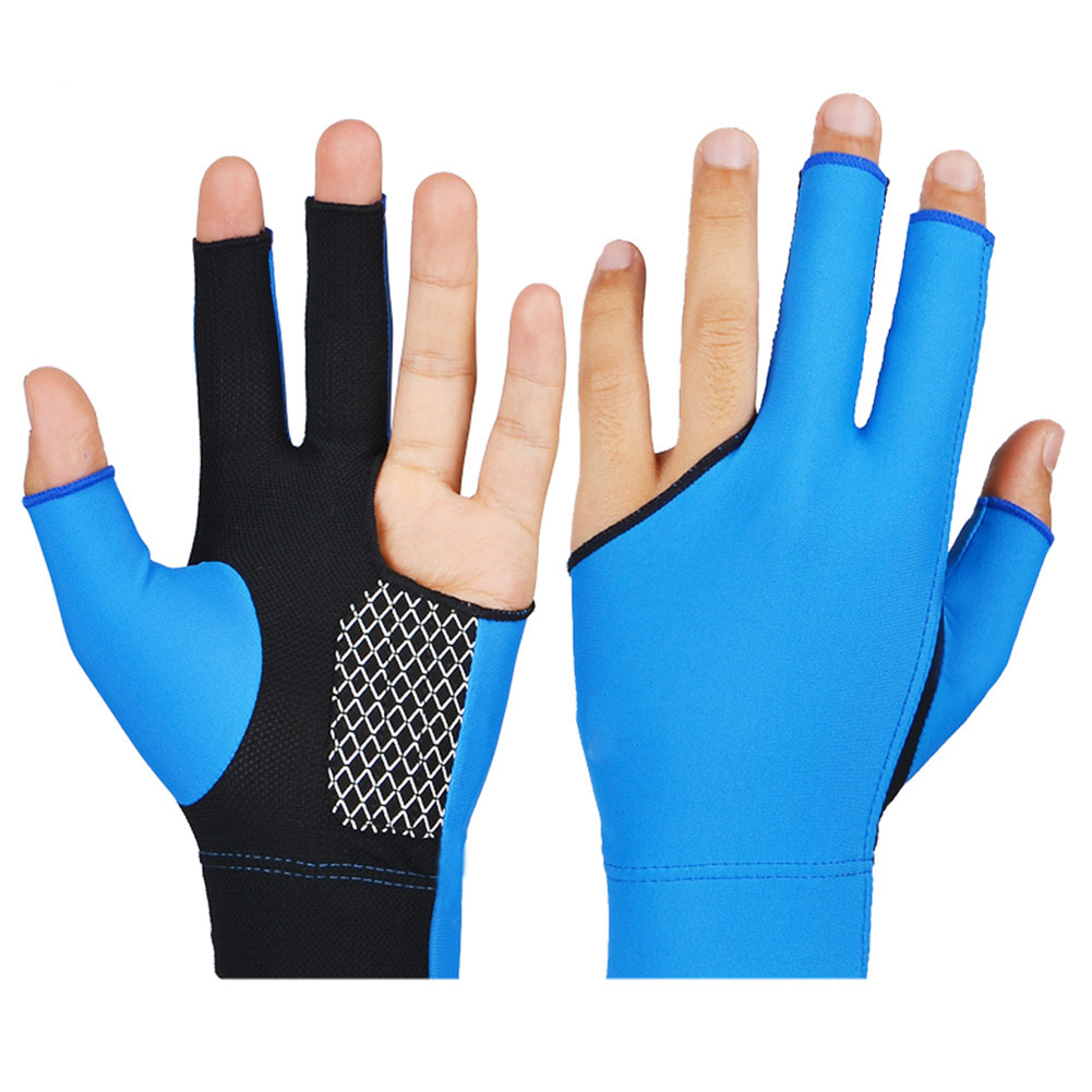 1 stk mand kvinde silikone skridsikre fingre viser handsker til billiard snooker cue sport  xd88: Blå l