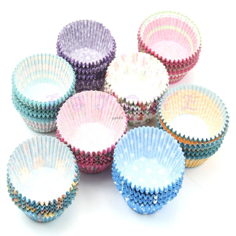 100pcs Original Round Cake Paper Holds Greaseproof Baking Cupcake Cases YH65
