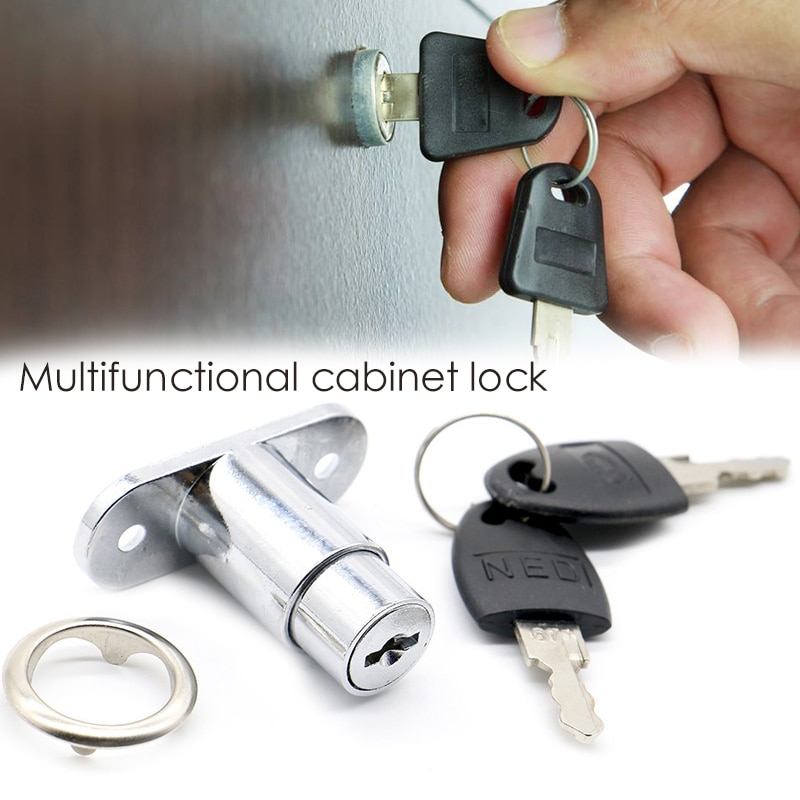 Chrome Finish Zinc Alloy Push Plunger Lock for Drawer Desk Wardrobe Cabinet: Default Title