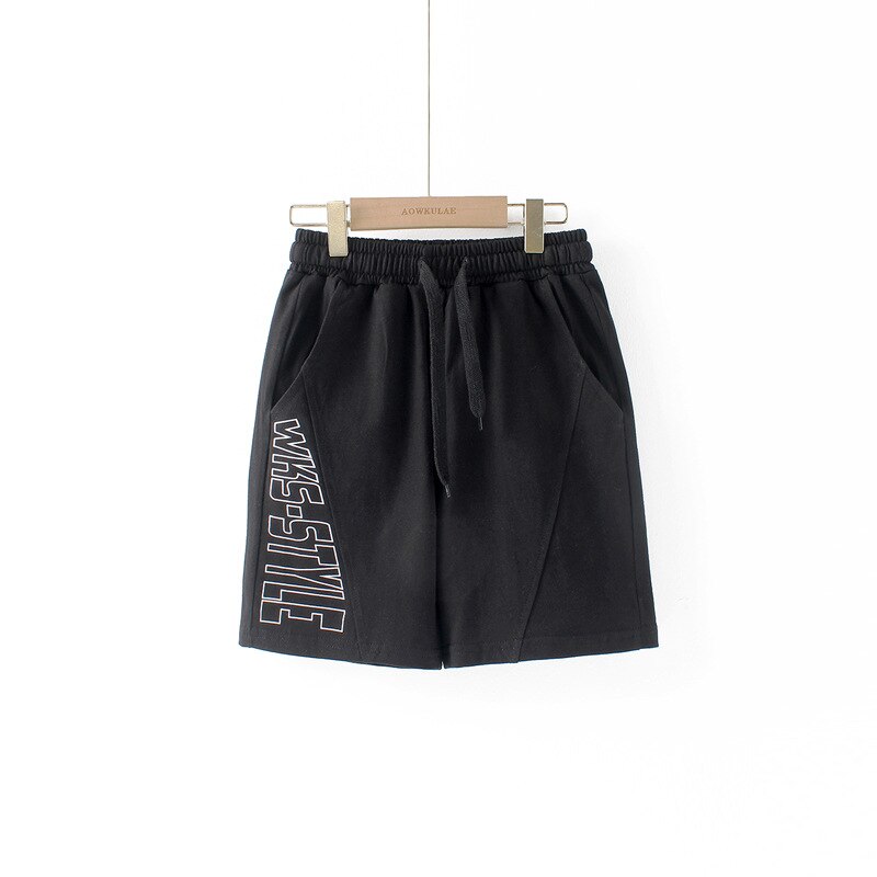 Pantaloncini di cotone per ragazzi Running Trend Casual basket Training pantaloni corti 2022 Summer New Teen Kids Letter Print Shorts abbigliamento: Black / 6