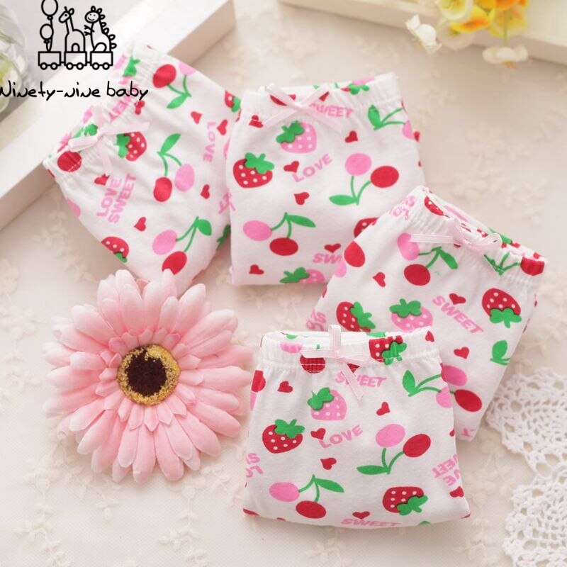 Girl Cotton Panties Children Comfortable &amp; Breathable Underwear Kids Cute Cartoon Printing Underpanties Baby Clothing 12pcs/pack