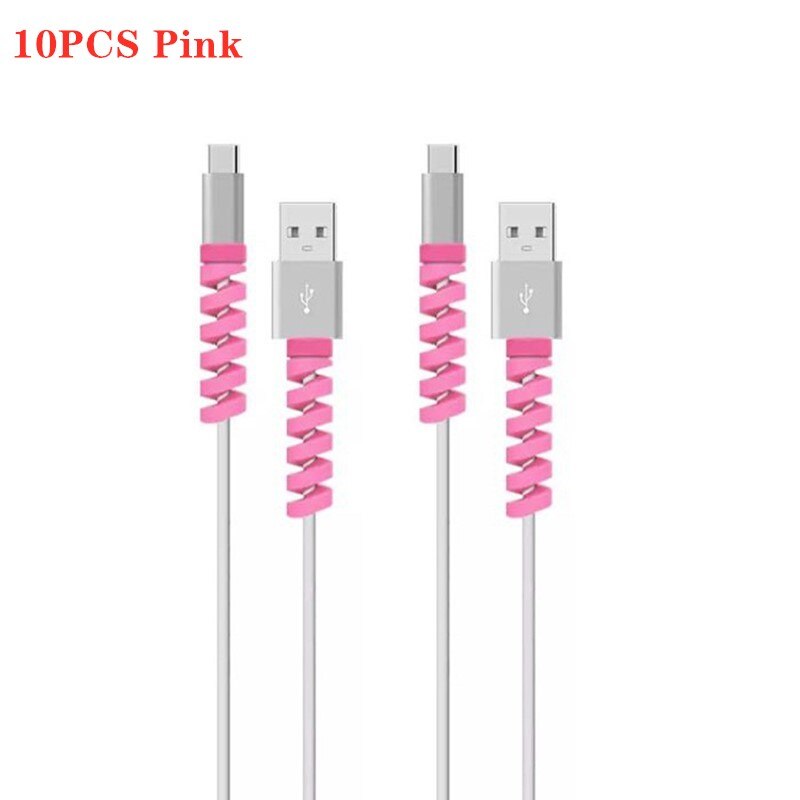 2/10Pcs Oplaadkabel Protector Voor Telefoons Kabel Houder Cover Kabelhaspel Clip Voor Usb Charger Cord Management kabel Organizer: 10PCS Pink