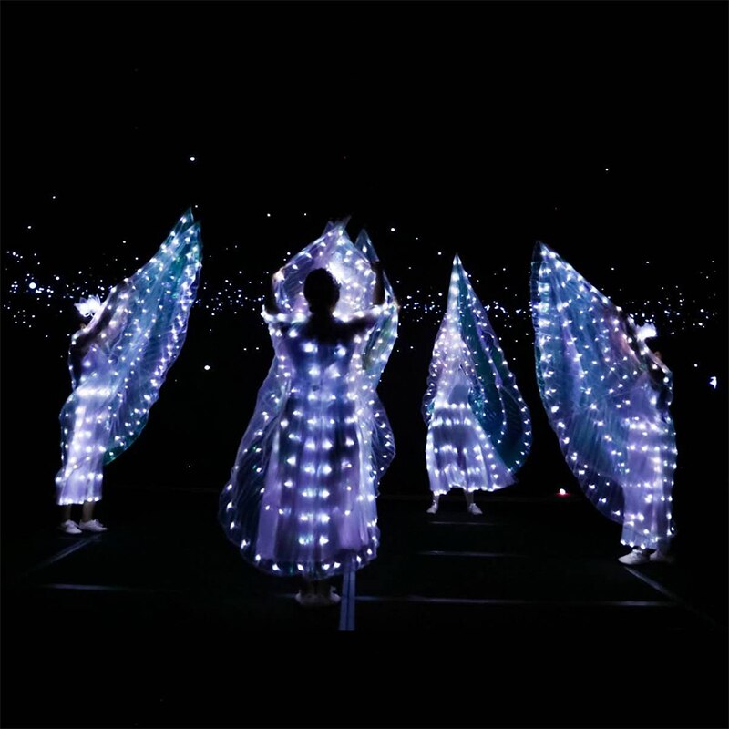 Ruoru, alas Led para danza del vientre para adultos y niñas, disfraz de Alas de Led de carnaval, Led blanca con alas de Isis, vestido Led con flores para cabeza, ropa para danza del vientre