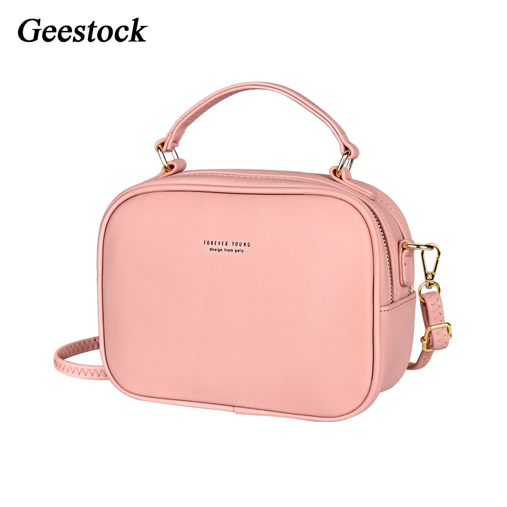 Geestock vintage crossbody sacos de moda feminina ombro mensageiro saco de couro do plutônio bolso telefone celular para senhoras bolsas: Pink