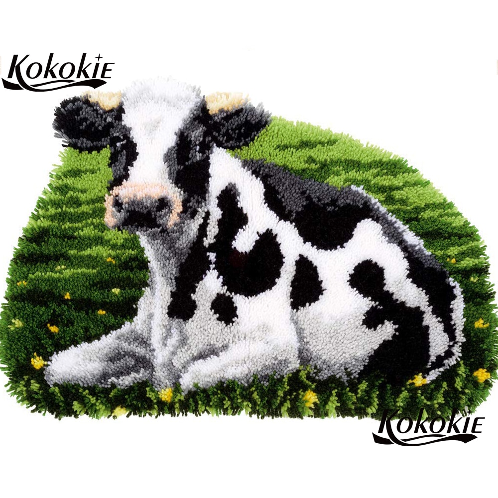 Spärrhake kit matta 3d tryckta canvas tillbehör kåpa dekor nål för matta broderi rådjur mönster gobeläng kit virka