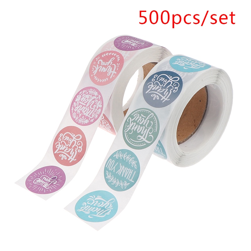 500 Etiketten Per Rol Ronde Natuurlijke Kraft Dank U Sticker Seal Labes Hand Gemaakt Papier Sticker
