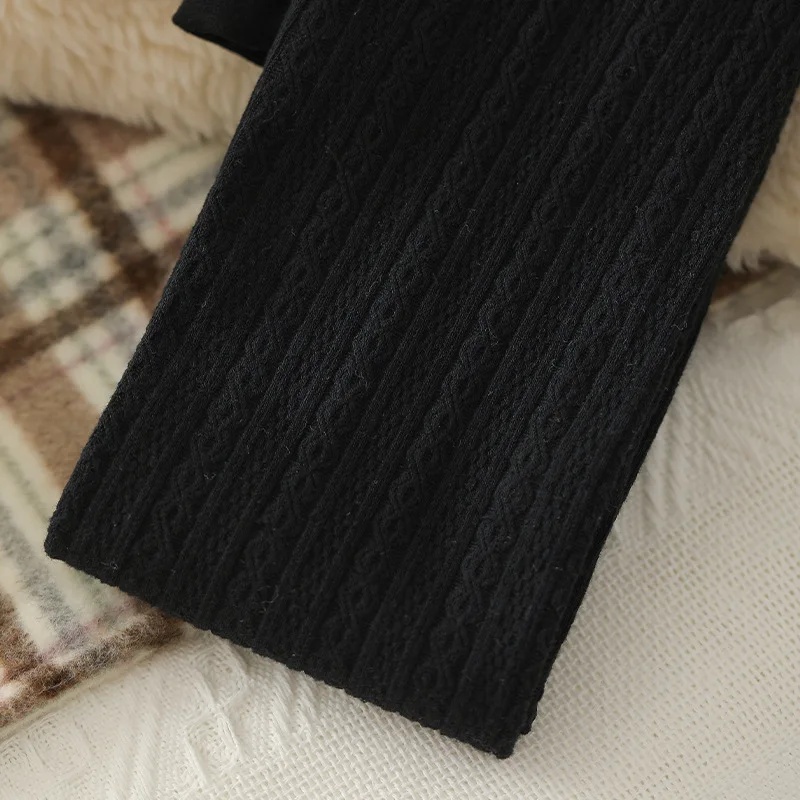 Figurformende, cremefarbene, gestreifte, gedrehte strumpfhose für damen, dünne Vlies-basisschichtsocken für frühling und herbst, Ideal für draussen-aktivitäzehn