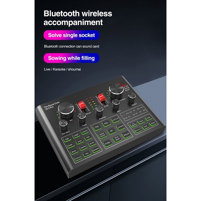 V9x pro sound cards, audio mixer for live broadcast recording, telephone, computer, pc live recording, home ktv voice chat