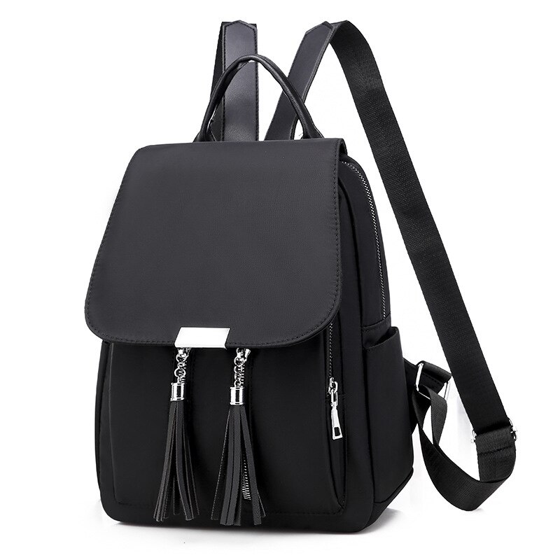 Mochila feminina shouler, bolsa feminina tipo oxford, viagem, adolescentes, para escola 2020: Black