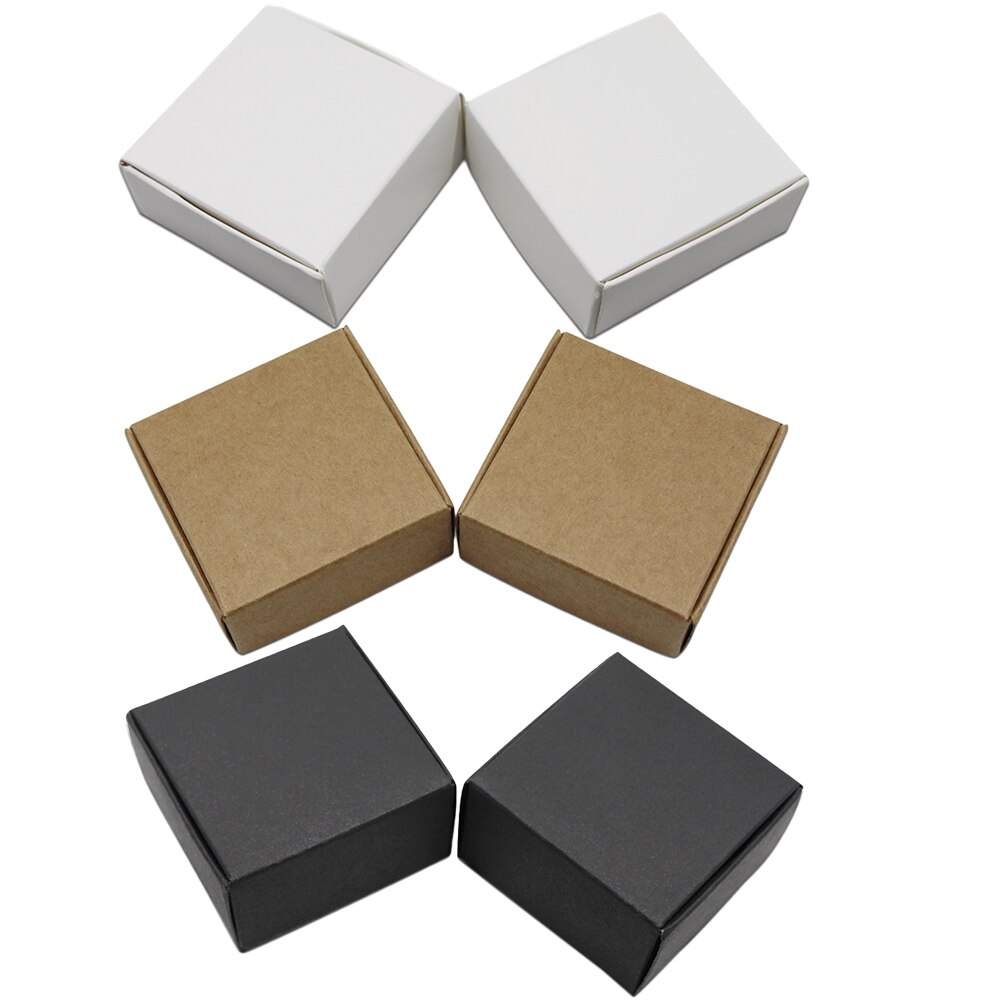 Zwart wit kraftpapier bruiloft decoratie doos feest kleine verpakking doos handgemaakte ambachtelijke soay snoep sieraden verpakkingsdozen