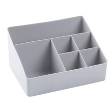 Organizador de maquillaje de escritorio de 6 rejillas, caja de almacenamiento de cosméticos, soporte para pincel y lápiz labial, suministros para el hogar y la Oficina: Gris