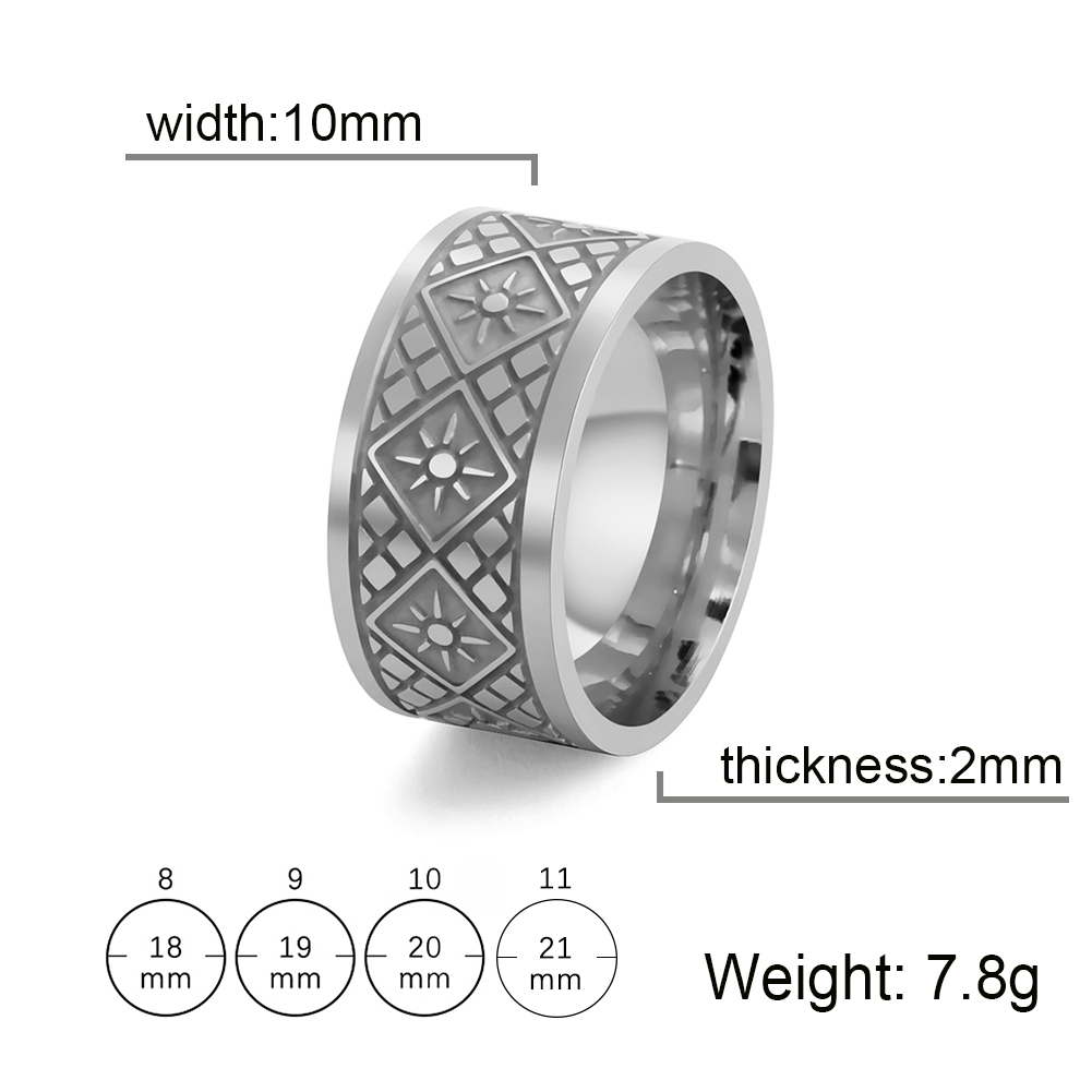 Skyrim Vintage Stainless Steel Geometric Men&#39;s Ring Simple Sun Women Finger Rings Streetwear Engagement Anniversary Jewelry: 11 / Steel Color