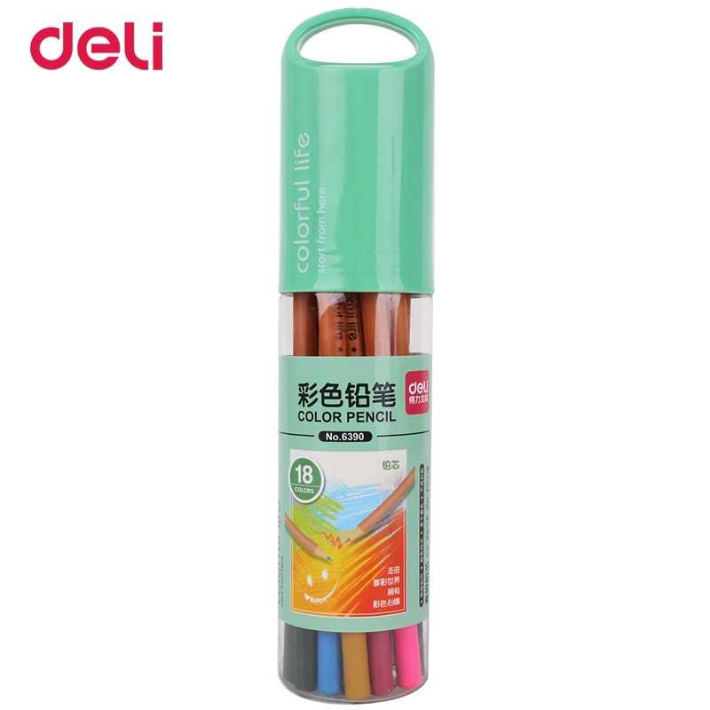 Deli 18 Pcs Kawaii Kleur Potloden Leuke Houten Kleurpotlood Set Hout Kleur Potlood Voor Kid School Graffiti Tekening Schilderen