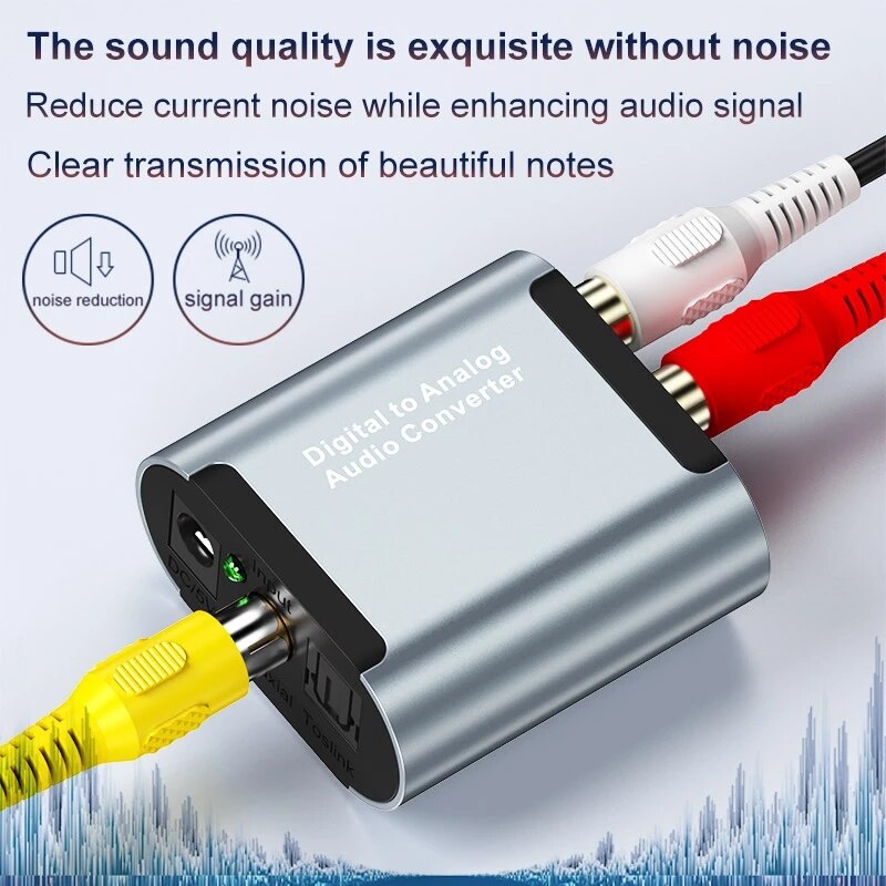 Optical Digital Stereo Audio SPDIF Toslink Coaxial Signal To Analog Converter DAC Jack 2*RCA Amplifier Decoder Adapter