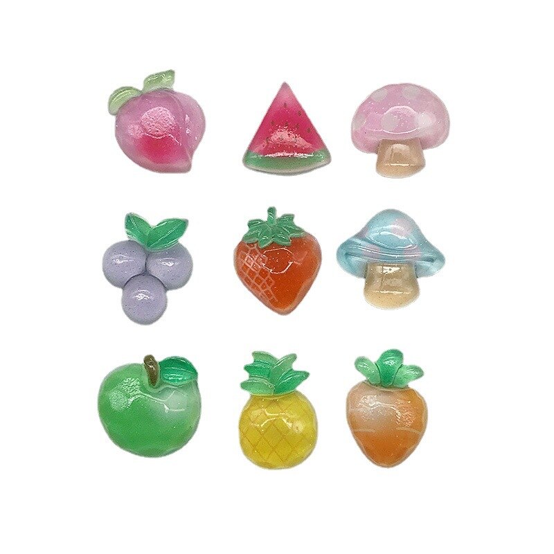 10 sztuk owoce półpłaskie kaboszony z żywicy Scrapbooking robić kokardki robić włosów centrum przypadku telefonu ozdoby Flatback DIY akcesoria: mieszać
