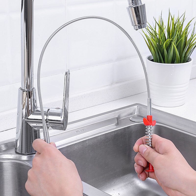 Hand Bending Pressure Sewers Clip Device Junk Sewer Dredge Handle Hair Cleaning Tool Drain Sewer Dredge Pipeline Hook