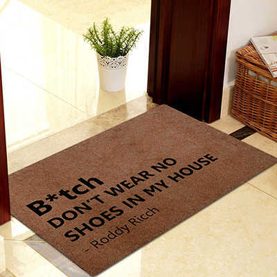 Hem dekorativ ytterdörr matta entré dörrmatta 40 x 60cm polyester svart brun tpr gummi halkfri golvmatta matta välkomstmattor: Print btch kaffe