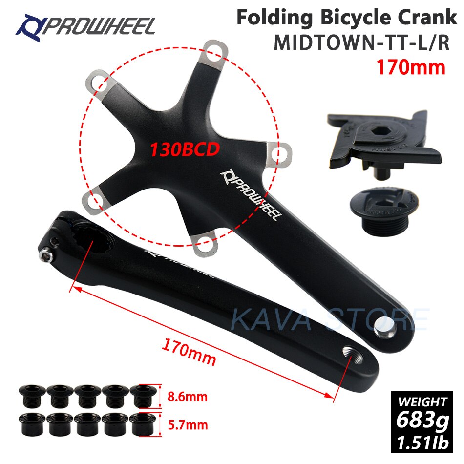 PROWHEEL ROAD Bike Crank 170 172.5mm 110/130BCD Crankset with BB Bottom Bracket Foldable Bicycle Cranks Aluminum Alloy: MIDTOWN-TT 170