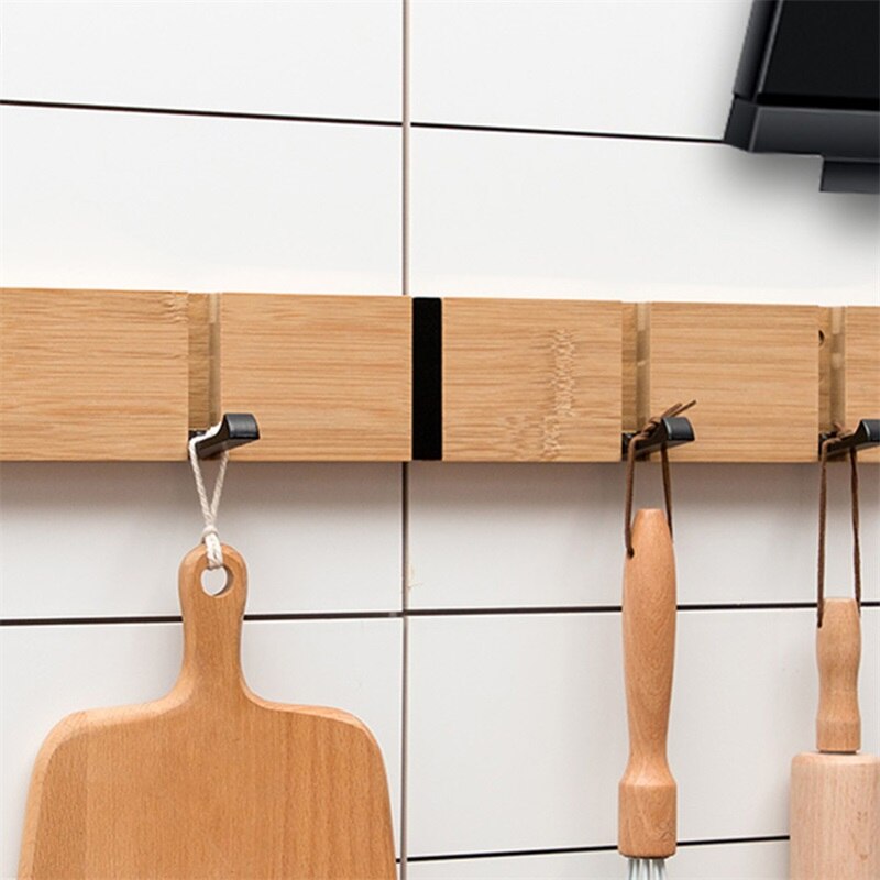 Porte-manteau pliable en bambou, crochet de chapeau, cintre mural pour porte de chambre à coucher, crochet d&#39;angle, salle de cuisine, toilettes