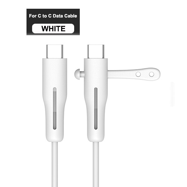 Protecteur de câble pour Apple iPhone USB chargeur câble protecteur cordon économiseur fil enrouleur Protection pour iPhone ligne de données protecteur: C to C  White