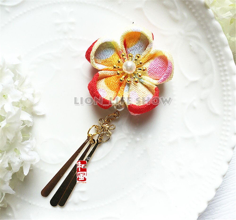 Kimono tradicional japonés Yukata flor tocado horquilla con flecos
