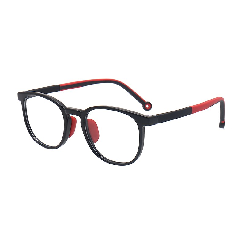 Kids Anti-blue Light Glasses Children Ultralight Round Eyeglasses Boys Girls Myopia Eyewear Blue Light Blocking Computer Glass: black red