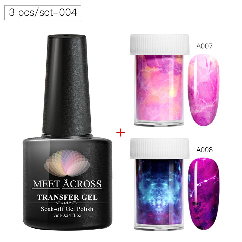 Transfer klistermärke gel set nagelhäftande lim överföringsfolie klistermärke nagelfolie stjärnhimmel marmor nail art överföring klistermärken dekaler: Dzh 07334