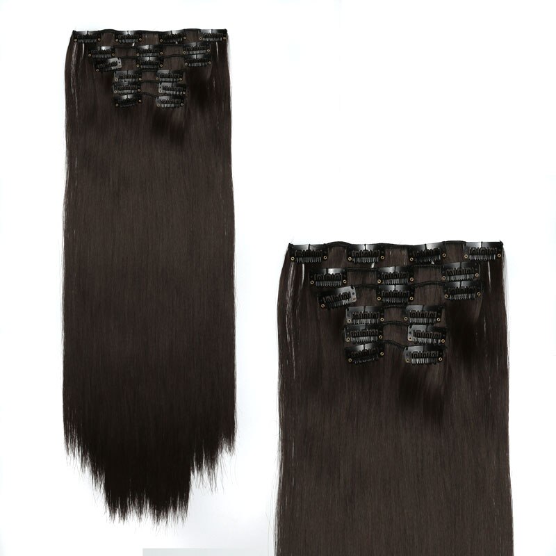 Cheveux de charme 24 pouces longue Extension de cheveux raides 6 pièces/ensemble 16 Clips haute température pince à cheveux synthétique dans l'extension de cheveux: n ° 4