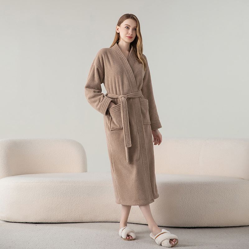 Paar Bademantel Herren halb-Samt Schlafanzug Herbst Winter gepolstert verdickt langen Bademantel Damen Heimat tragen Bademantel Frauen Universal-: Lavendel
