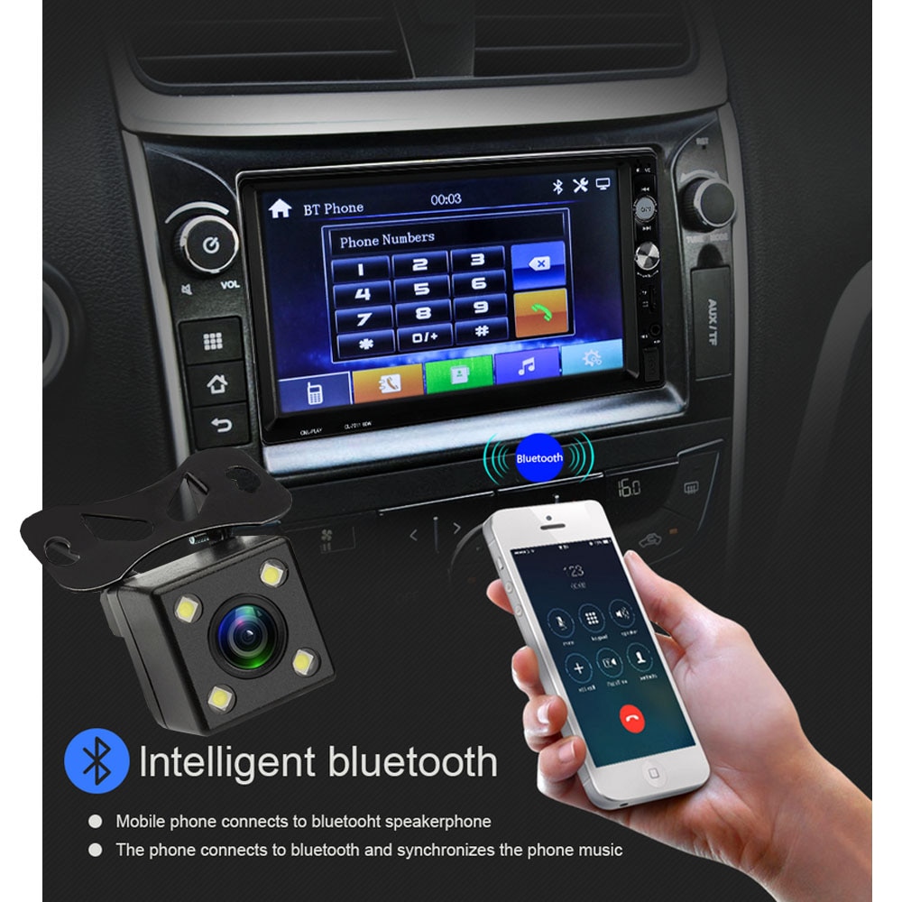 Polar Lander-Radio FM con pantalla táctil de 7 "para coche, reproductor multimedia de Audio MP5, vídeo, Bluetooth, 2DIN, 1024x600, 7022B