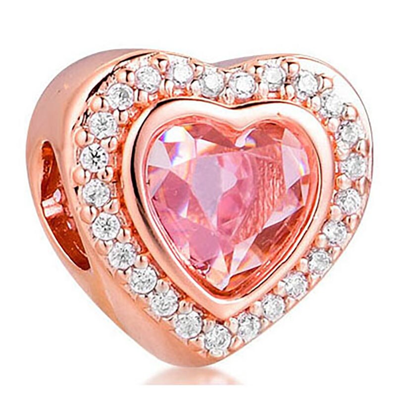 2021 nuovi scintillanti ciondoli a cuore in argento Sterling 925 perline blu rosse per le donne ciondolo misura braccialetto braccialetto Origina gioielli collana fai da te: NO.290