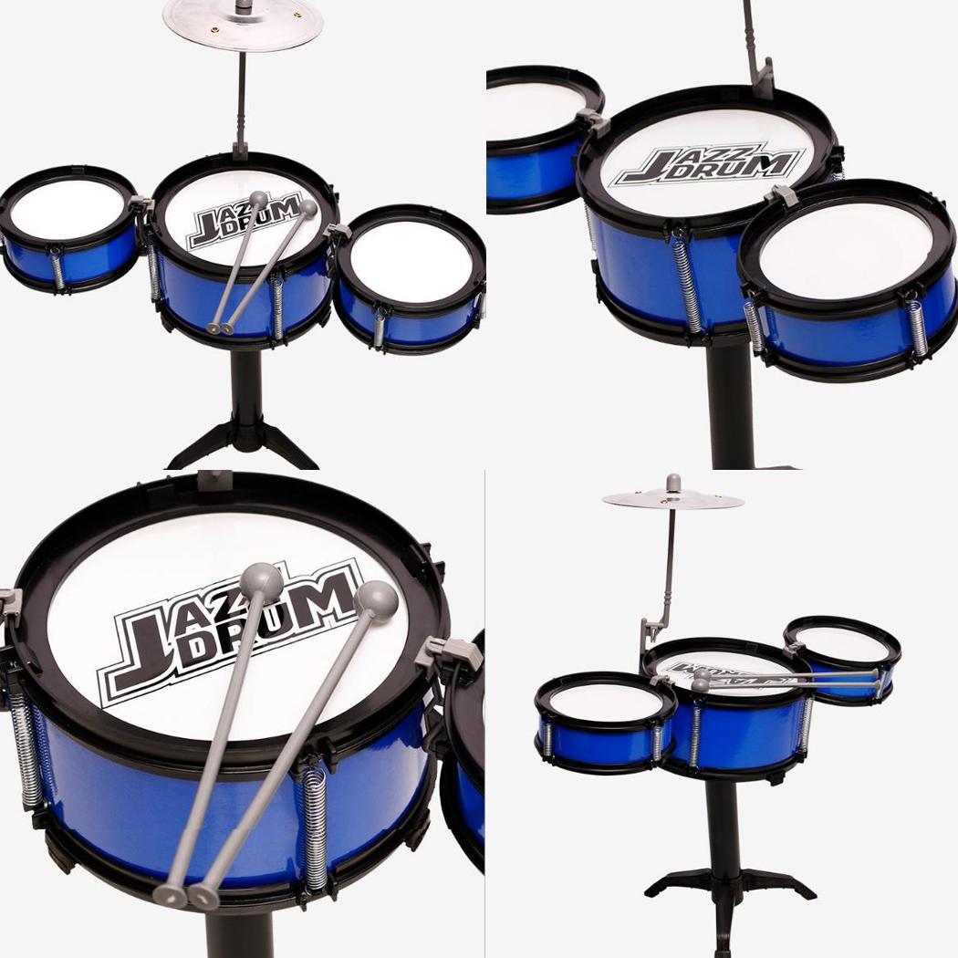 Kids Drie Drum Set Kinderen Percussie Blauw Zwart Muziekinstrument Educatief Speelgoed