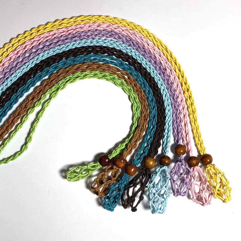 Halsbandssnöre tom stenhållare råstensbyte nätväska justerbar längd gör-det-själv halsband smyckenstillbehör