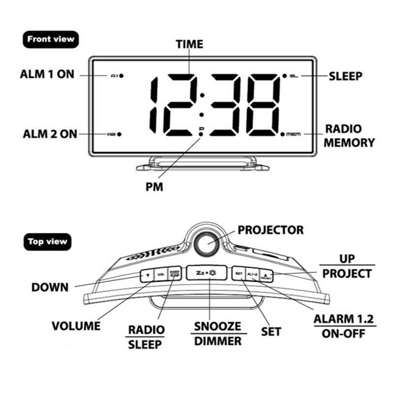 Espejo FM Radio despertador LED, proyector electrónico Digital, reloj de sobremesa, reloj Nixie proyección alarma, reloj con proyección de tiempo