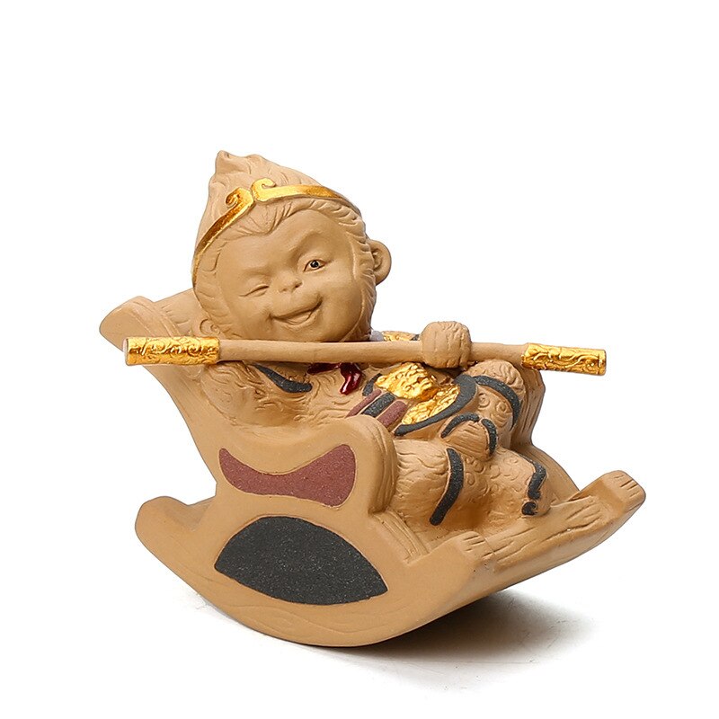 Zen Feng Shui Rey Mono té mascota coche adornos arcilla púrpura hecho a mano artesanías creativas juego de té Kung Fu juego de té