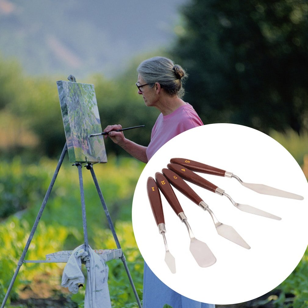 Genuine 5PCS Mixed Palette Knife Painting Stainless Steel Scraper Spatula Art Supplies for Artist Canvas Oil Paint Color Mixing