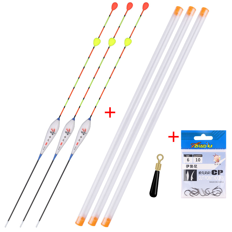 3 Stuks Drijvers Met Glijdende Kraal Staart + 3 Boei Buizen + 1 Vislijn Set + 1 Float Houder Nano Lake River Bobber Vissen Accessoires