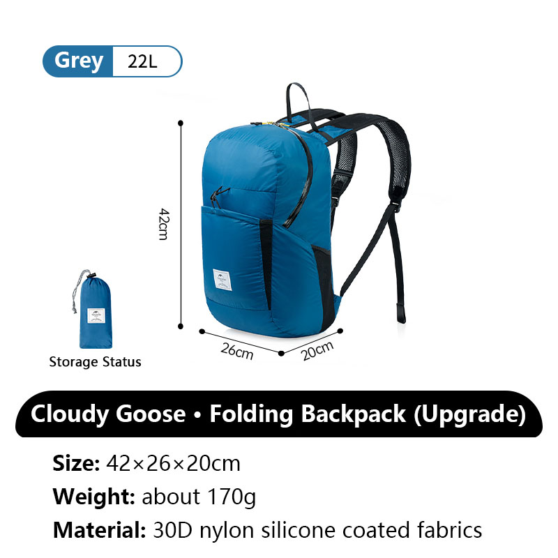 Naturehike-mochila plegable de silicona, bolsa impermeable portátil ligera, al aire libre para acampar, senderismo, bolsas de piel de hombro, 18l, 22L