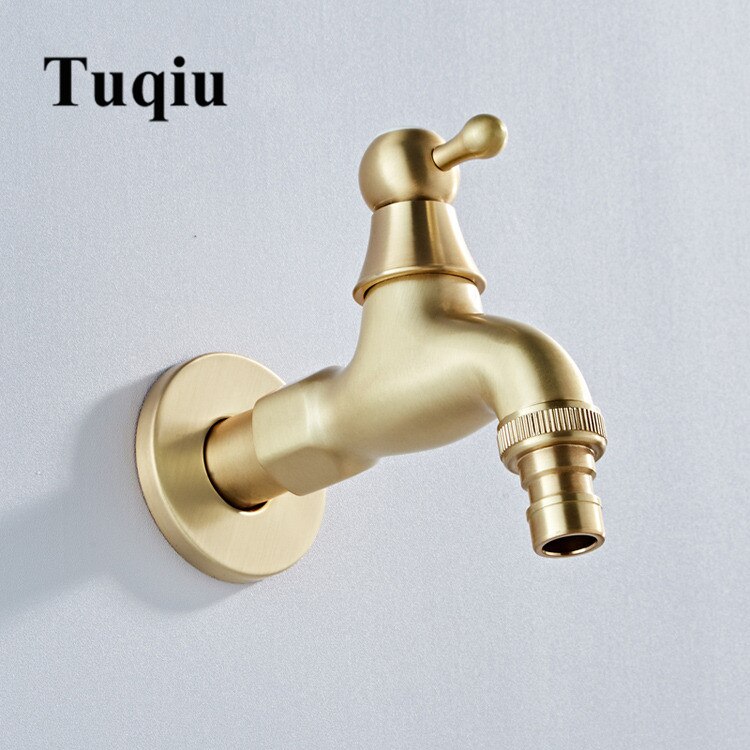 Washing Machine Faucet Mop Brushed Gold Bathroom Faucet Brass Material Tap Outdoor Garden Tap Decorative Kitchen Tap WC Bibcock