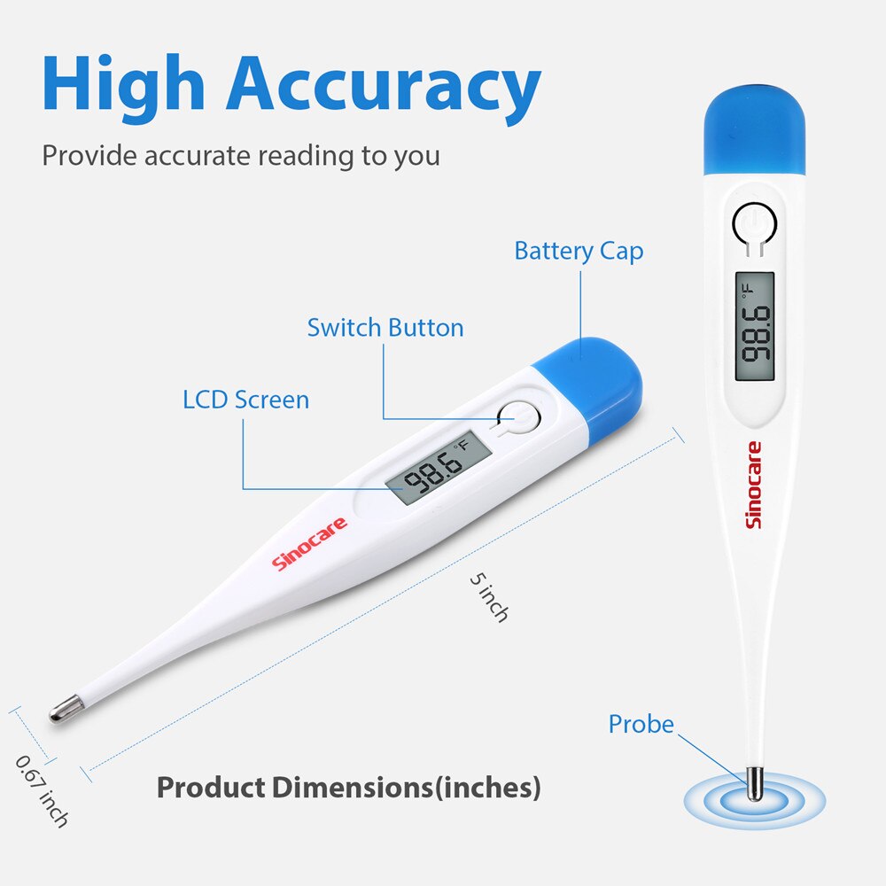5PCS Sinocare Baby Thermometer Digital Basalen Körper Thermometer Oral Achsel Rektale Temperatur Electonic LCD Display
