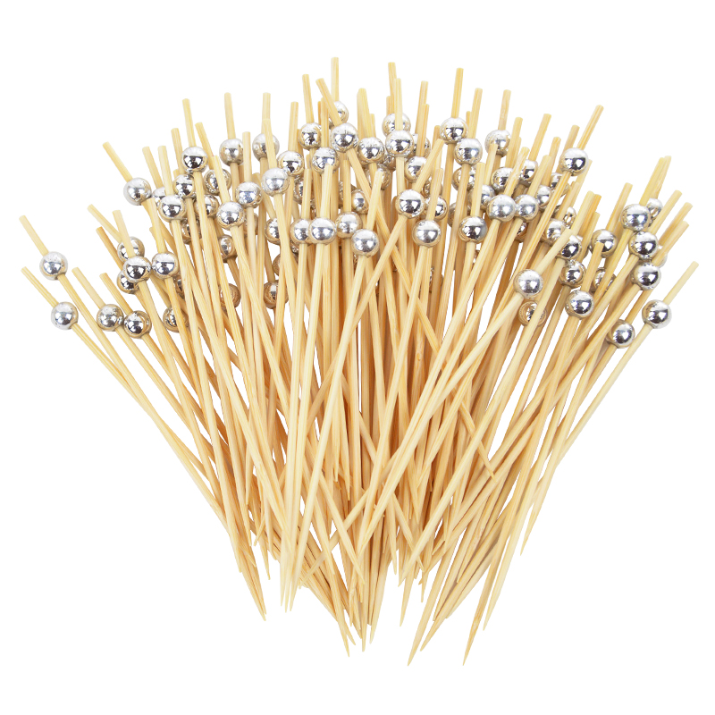 100 stks Bruiloft Parel Wegwerp Spiesjes Voedsel Fruit Picks Bamboe Cocktail Buffet Taart Tandenstoker Bruiloft Verjaardag Benodigdheden: Mintgroen