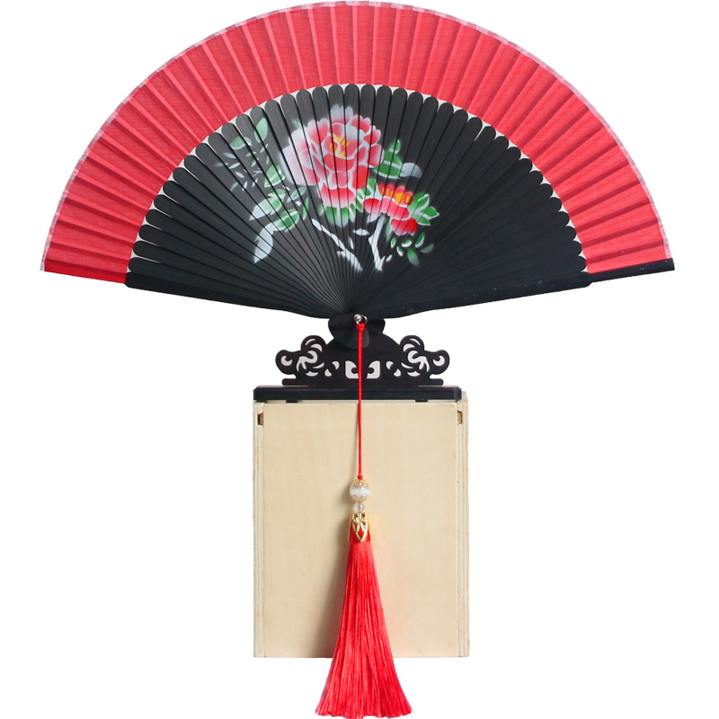 Abanico de baile Para mujer, ventilador de seda de bambú, Cheongsam chino, Hanfu, clásico, portátil, Para Boda, Verano