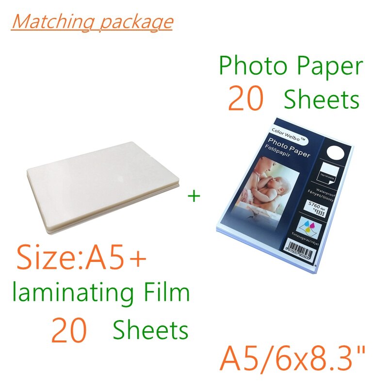 A5 blankt inkjet papir 5.82 x 8.3 tommer 20 ark/pakning 5760 dpi 240 gsm 148 x 210mm digitalt pigmentprint ensidet fotopapir: Matchende pakke