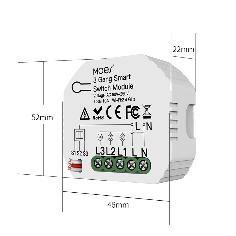 Wifi Smart Light Switch Breaker Automation Switch Module Smart Life/Tuya APP Remote Control Works With Alexa Google Home 1/2 Way: Default Title