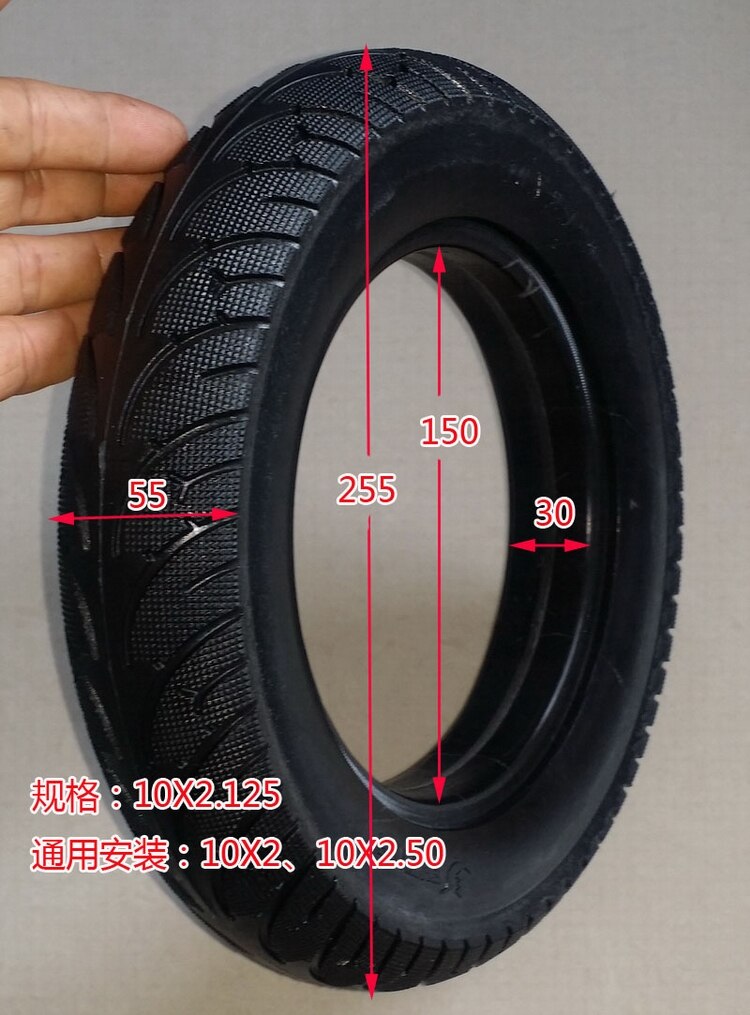 10x2.125 pneu plein pour Scooter électrique 10 pouces 10x2.0/2.25 Non pneumatique Tubeless anti-déflagrant pièces de pneu