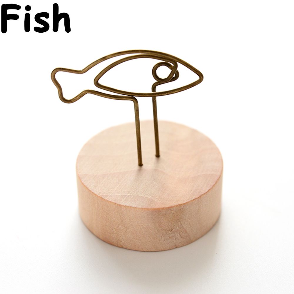 Soporte colgante de madera para tarjetas y notas, Base para fotos, Clip para notas, artículo, marco de fotos, mesa, suministros de oficina,: fish