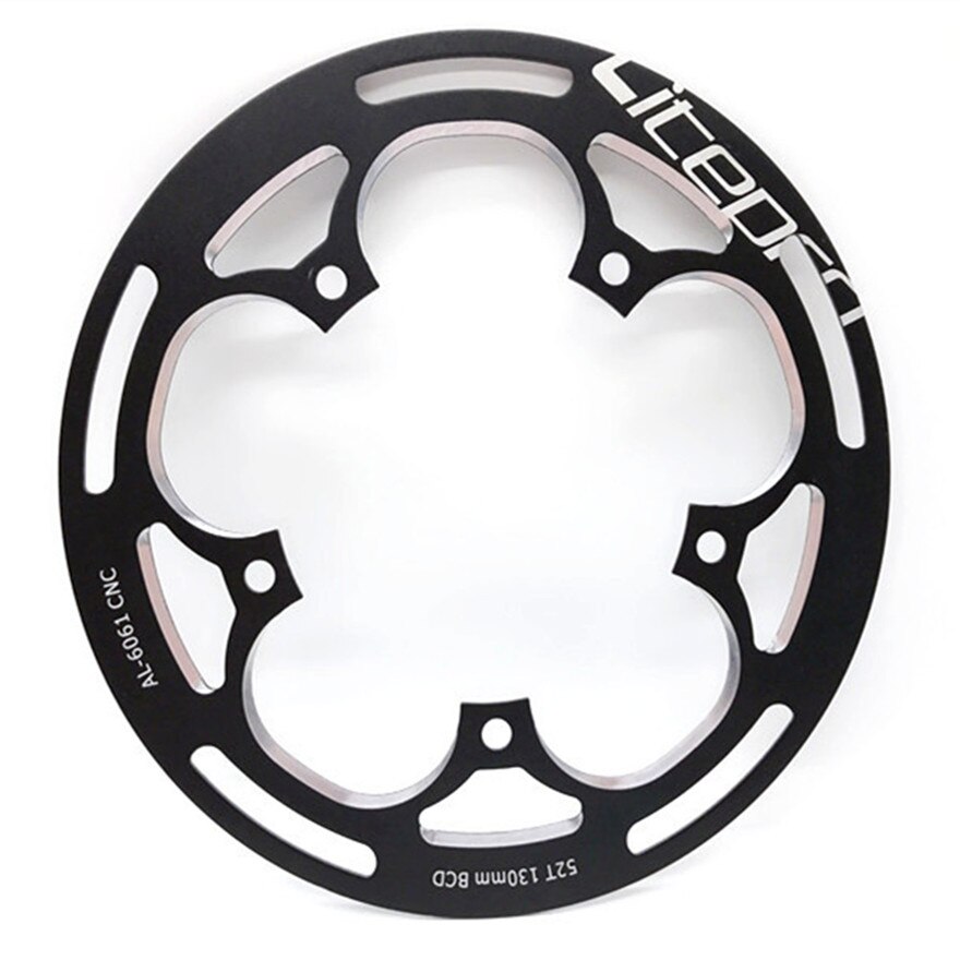 Litepro krank til 130 bcd 52/53t kædehjul mtb mountainbike kranksæt beskytter landevejscykel beskyttelse kædering: Sort